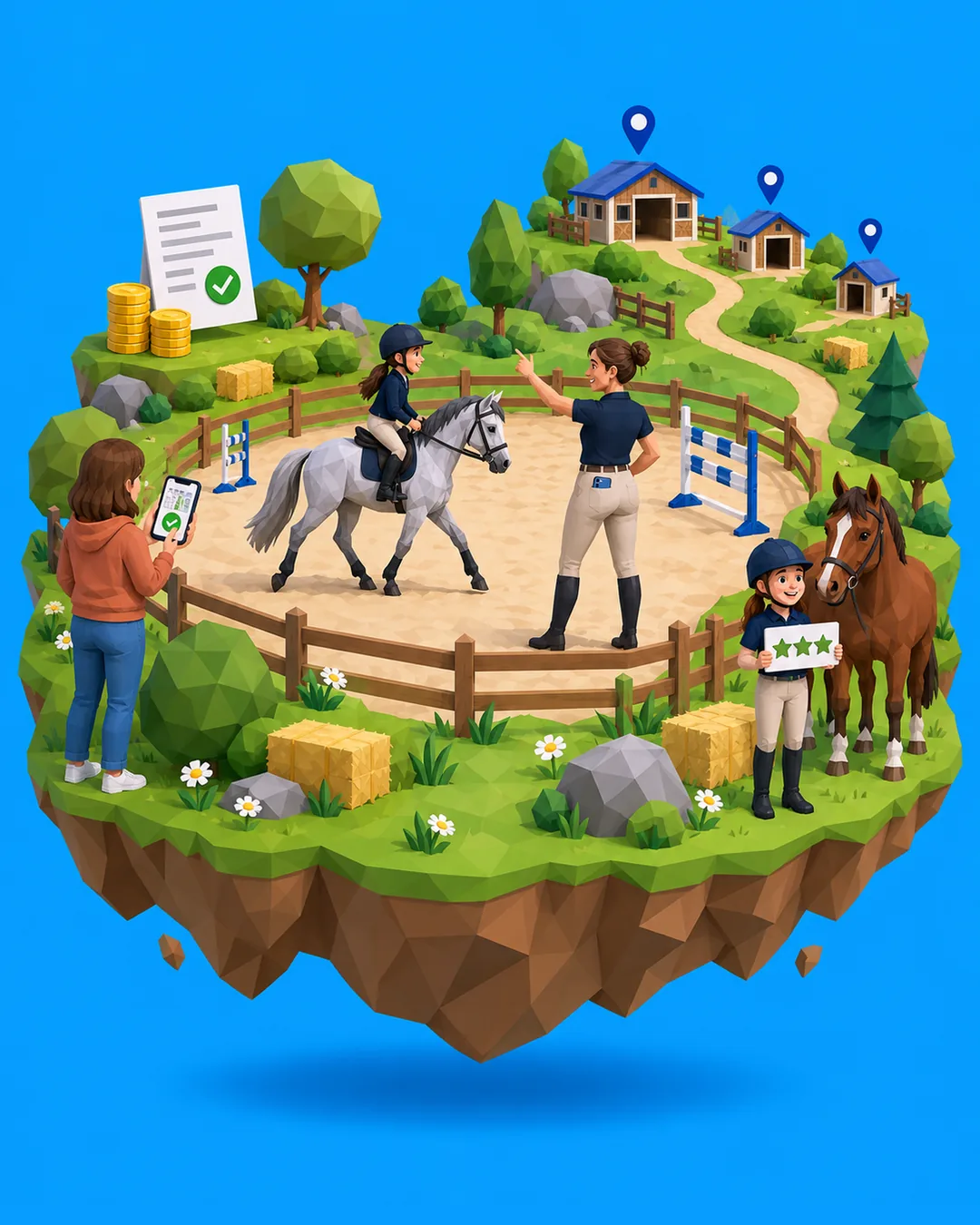 A riding lesson in the outdoor school