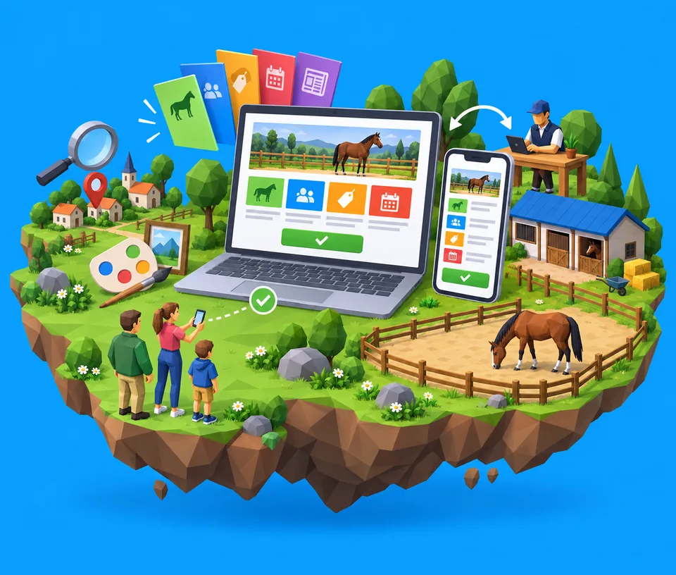 Riding school website on a computer